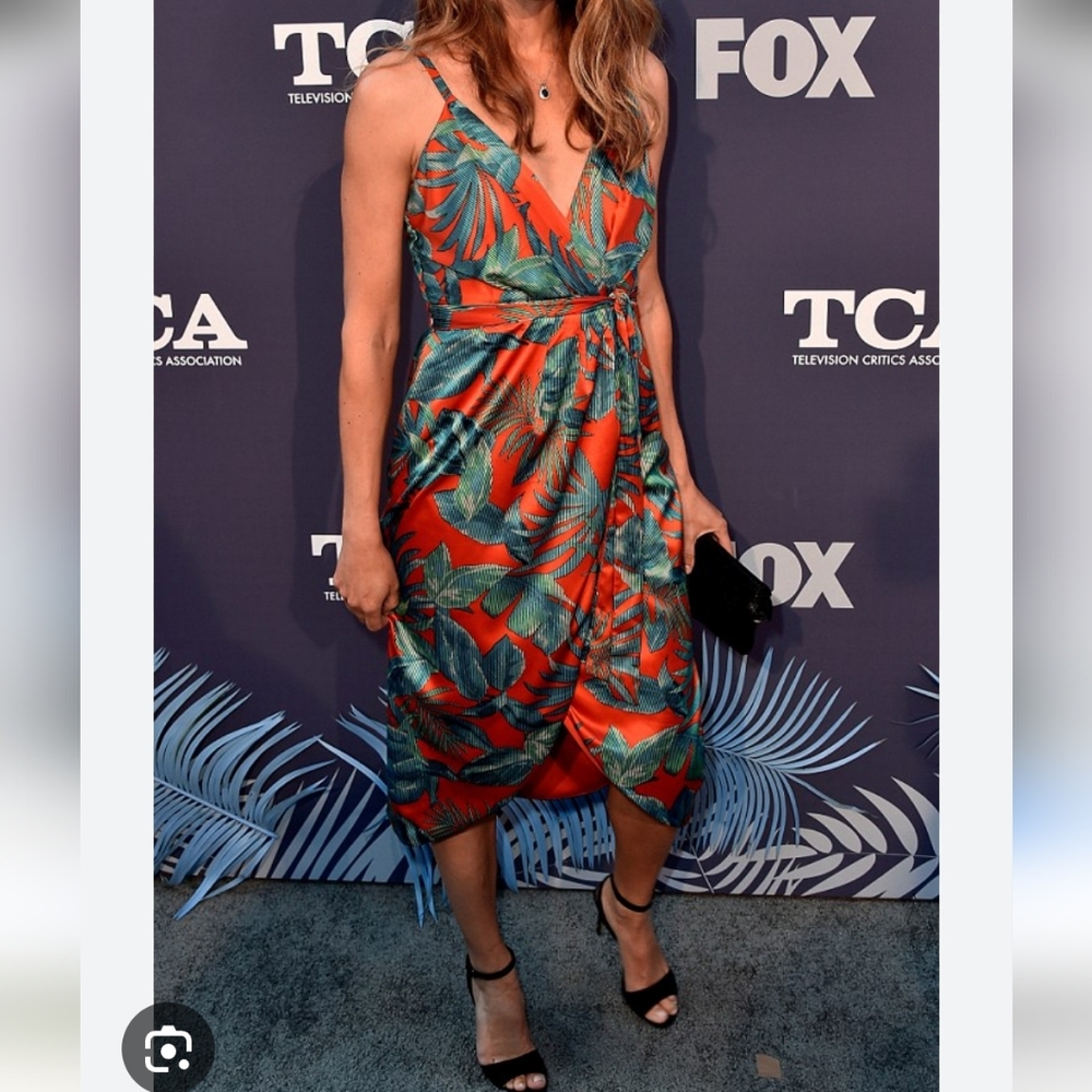 Nicole Miller New York Tropical Pattern Midi Dress